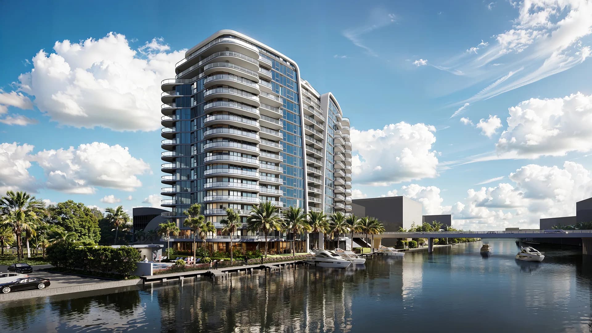 Representación conceptual del artista de 3000 Waterside sobre el Intracoastal de Fort Lauderdale